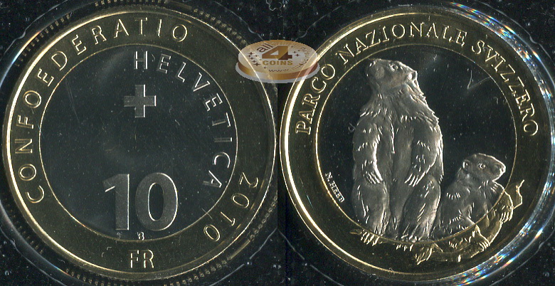 Швейцария. 10 франков. 2010 (Unc. Биметалл)