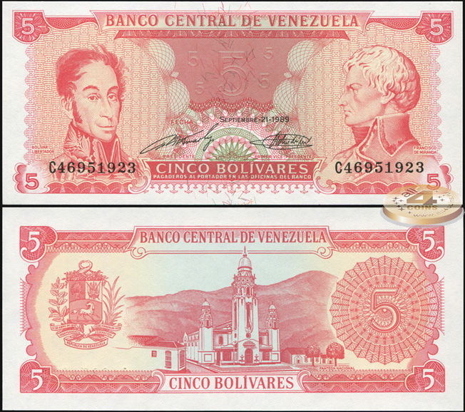Венесуэла. 5 боливаров (Unc) 1989