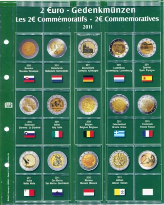 Лист ARTline/Premium для монет 2-евро 2011 года [1 шт] (SAFE)