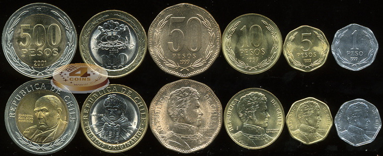 Чили. Набор №4 (6 монет) 1992-2008