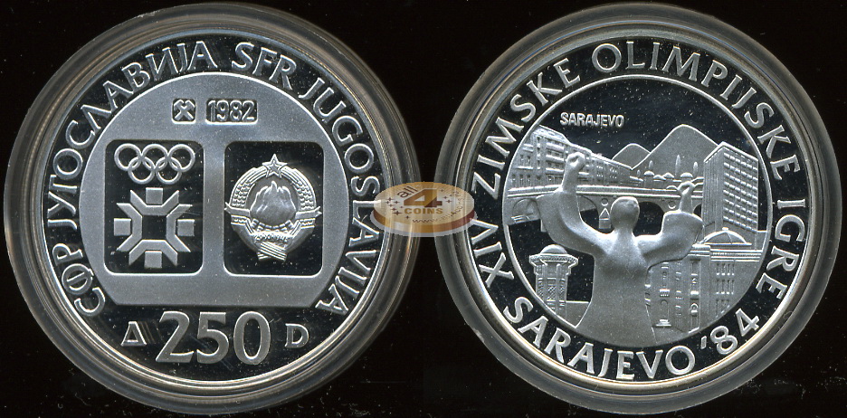 Югославия. 250 динар. 1982 (Proof. Серебро)
