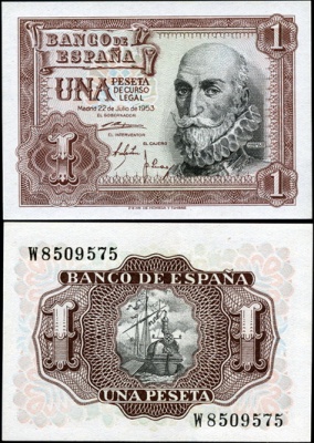 Испания. 1 песета (Unc) 1953