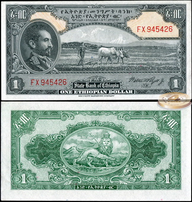 Эфиопия. 1 доллар (Unc) 1945