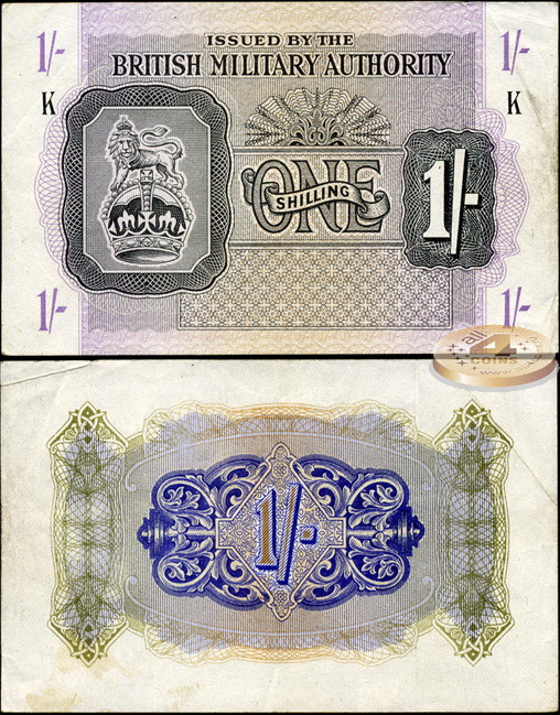 Великобритания (British Military Authority). 1 шиллинг (aXF) 1943