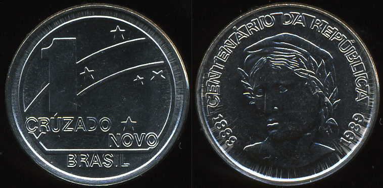 Бразилия. 1 новый крузейро. 1989 (Unc)
