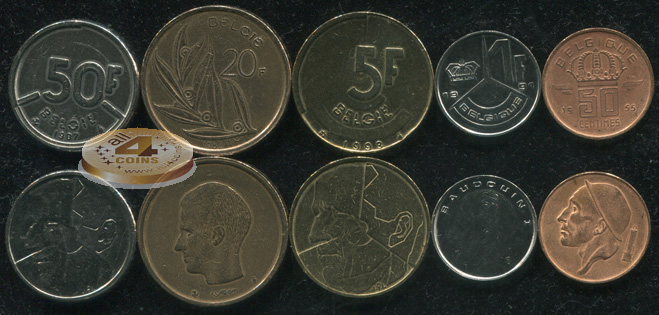 Бельгия. Набор №2 (5 монет) 1955-2001