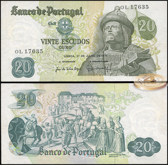 Португалия. 20 эскудо (Unc) 1971
