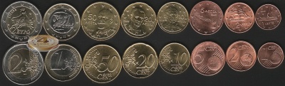Греция. Набор евро (8 монет. 2 биметалла) 2002
