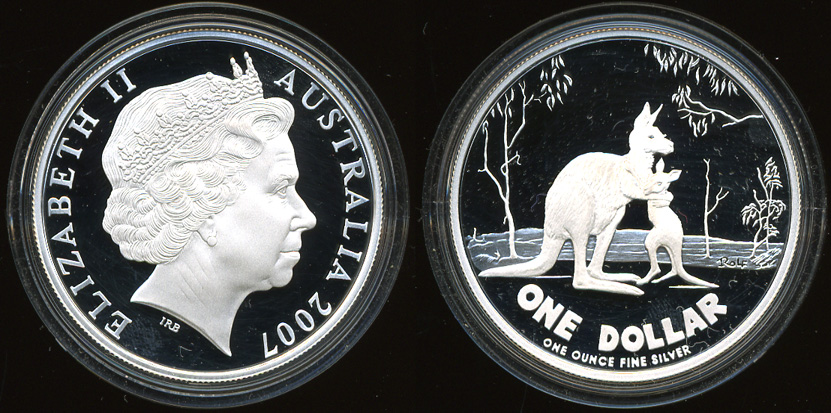 Австралия. 1 доллар. Кенгуру. 2007 (Proof. Серебро)