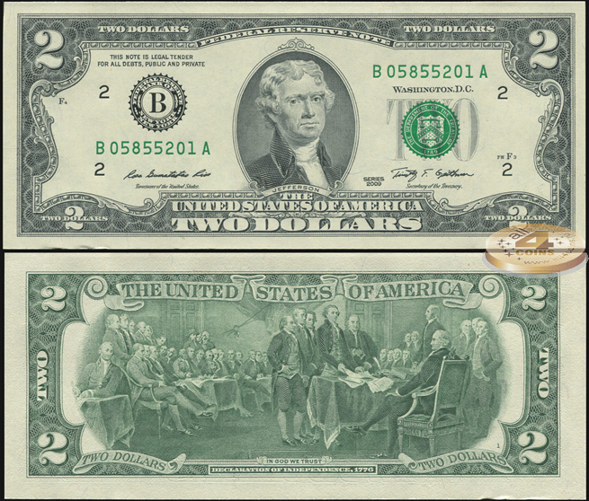 США. 2 доллара (Unc) 2009.B