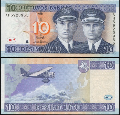 Литва. Банкнота 10 литов. 2001. Unc. Бумага. Кат# P.65a