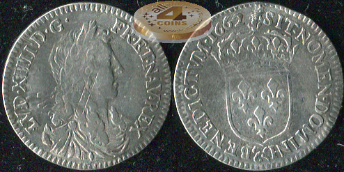 Франция. 1/12 экю [10 солей]. 1660.& (VF. Серебро)