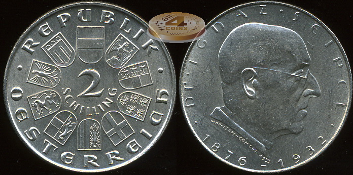 Австрия. 2 шиллинга. 1932 (Unc. Серебро)