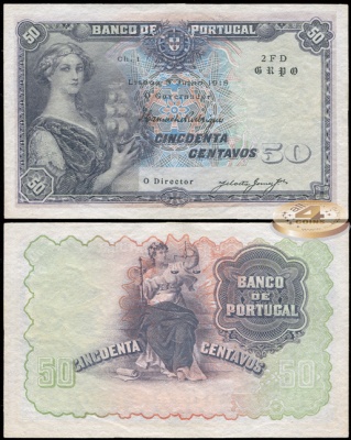 Португалия. 50 центаво (aUnc+) 1918