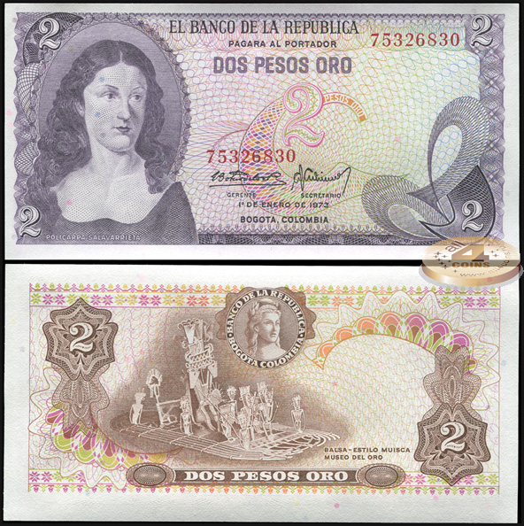 Колумбия. 2 песо (Unc) 1973