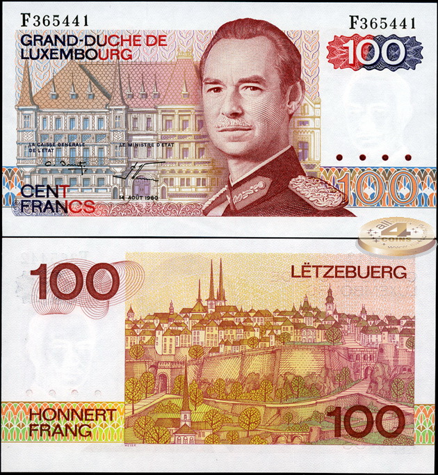 Люксембург. 100 франков (Unc) 1980