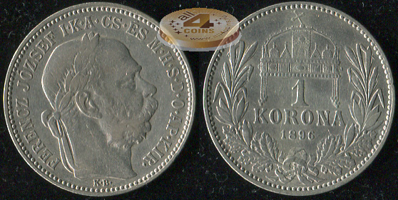 Австро-Венгрия (Венгрия). 1 корона. 1896 (XF. Серебро)