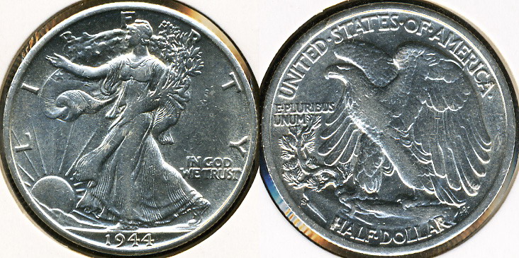 США. 1/2 доллара. 1944S (VF+. серебро)