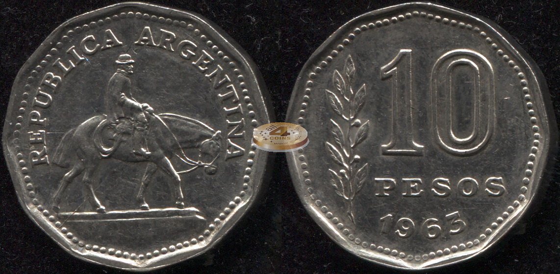 Аргентина. 10 песо. 1963 (Unc)