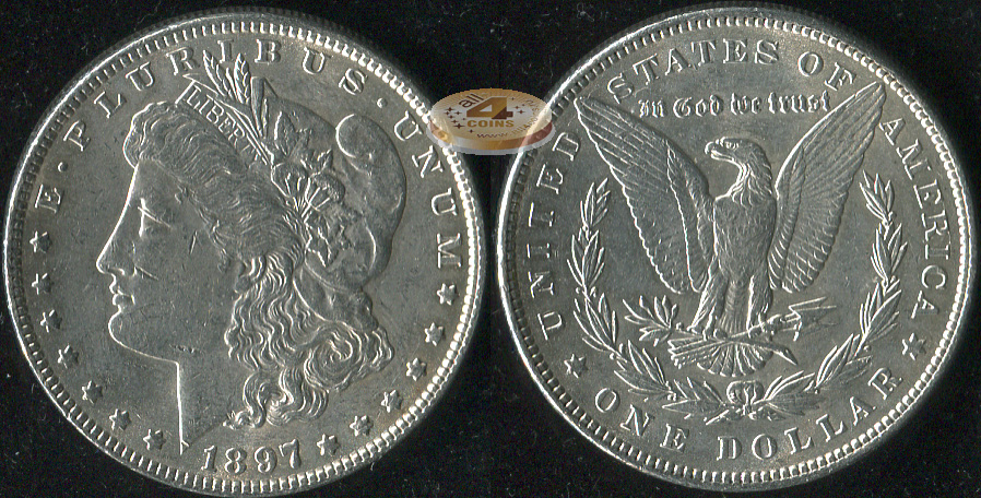 США. 1 доллар. 1897 (aUnc. Серебро)