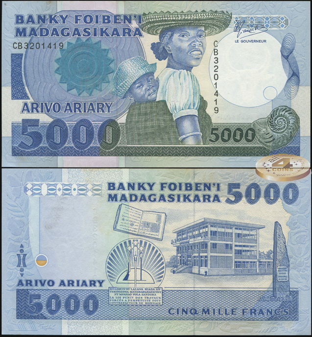Мадагаскар. 5000 франков (Unc) 1988