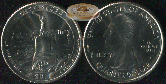 США. Квотер [25 центов]. 2011.D (Unc) Gettysburg