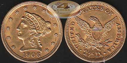 США. 2 1/2 доллара. 1906 (Unc. Золото)