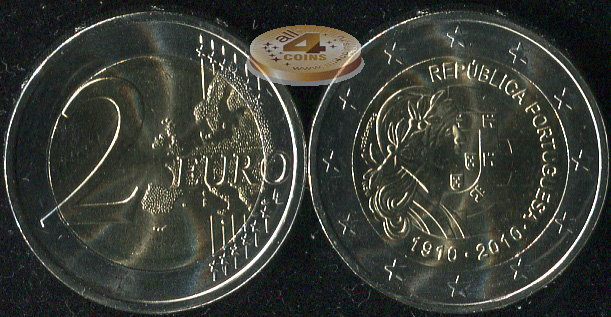 Португалия. 2 евро. 2010 (Unc. Биметалл)