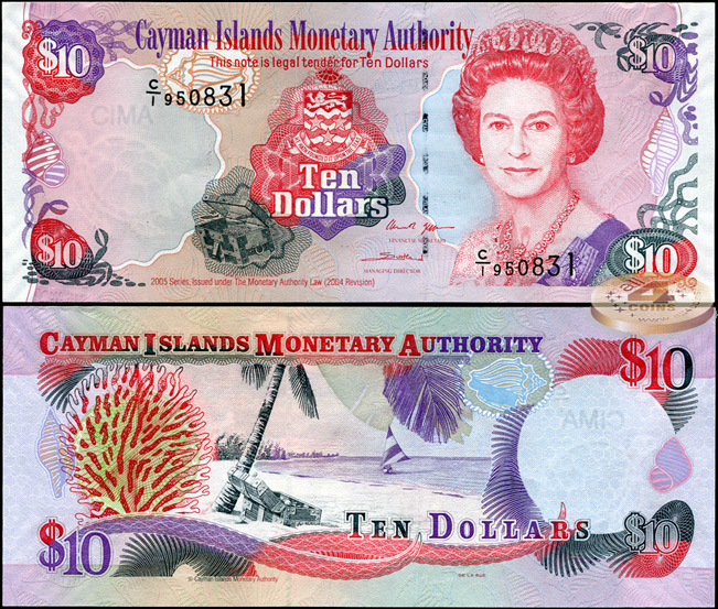 Каймановы о-ва. 10 долларов (Unc) 2005