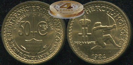 Монако. 50 центимов. 1924 (Unc)