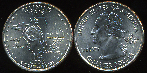 США. Квотер (25 центов). 2003.P (Unc) Иллинойс