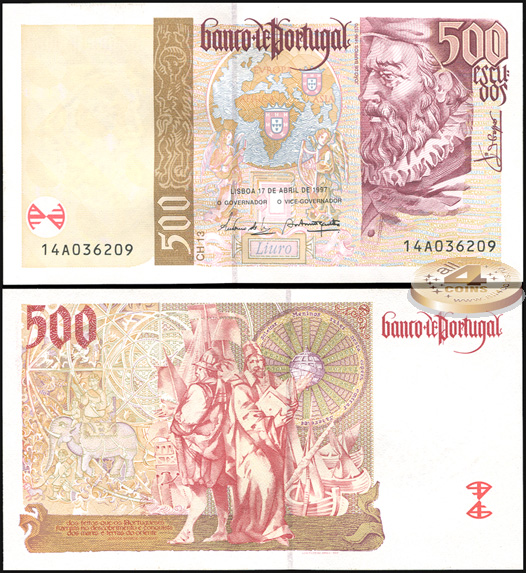 Португалия. 500 эскудо (Unc) 1997