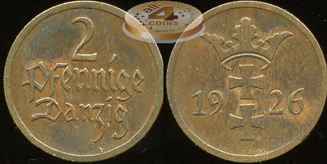 Германия (Данциг). 2 пфеннига. 1937 (XF+)