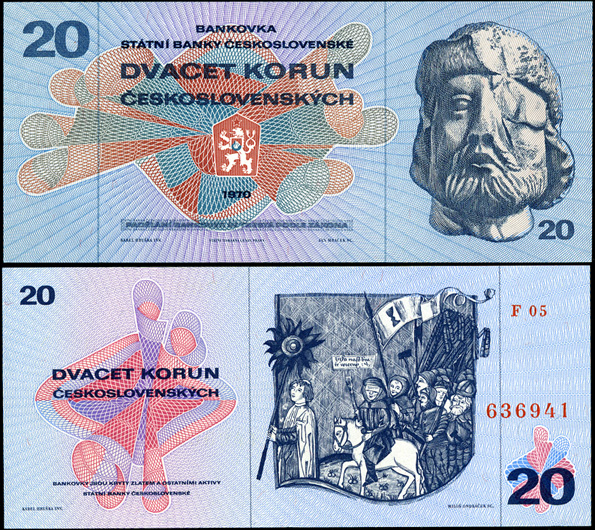 Чехословакия. 20 крон (Unc) 1970