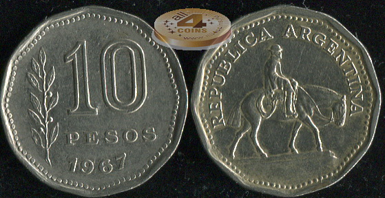 Аргентина. 10 песо. 1967
