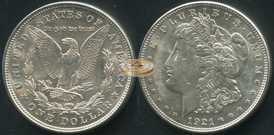 США. 1 доллар. 1921 (aUnc++. Серебро)