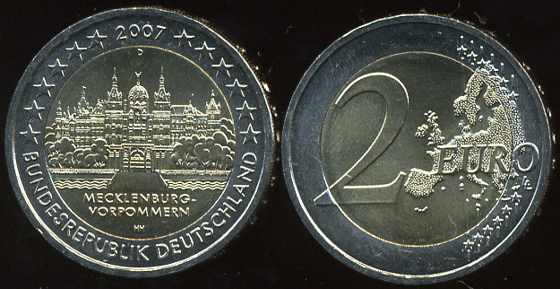 Германия. 2 евро. 2007.D (Unc. Биметалл)