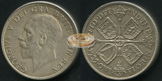 Великобритания. 1 флорин. 1929 (XF+. Серебро)