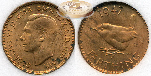 Великобритания. 1 фартинг. 1947 (BU+ [MS-67]. Слаб)
