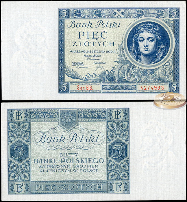 Польша. 5 злотых (Unc) 1930