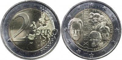 Люксембург Монета 2 евро. 2015 (Unc. Биметалл) 125 лет династии Нассау-Вайлбург