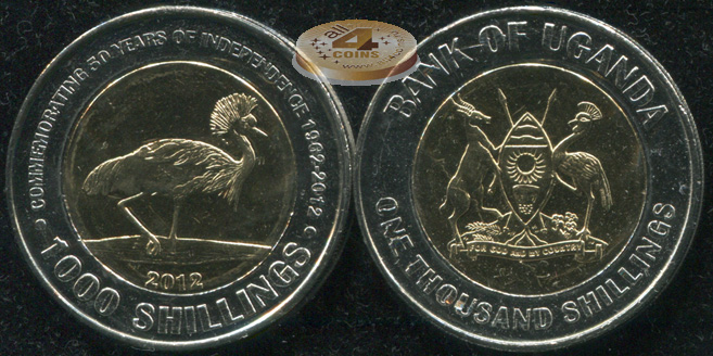 Уганда. 1000 шиллингов. 2012 (Unc. Биметалл)