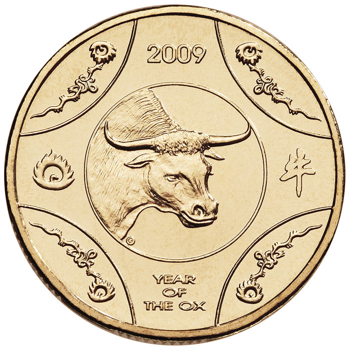 Австралия. 1 доллар. 2009. Год Быка. (Unc)
