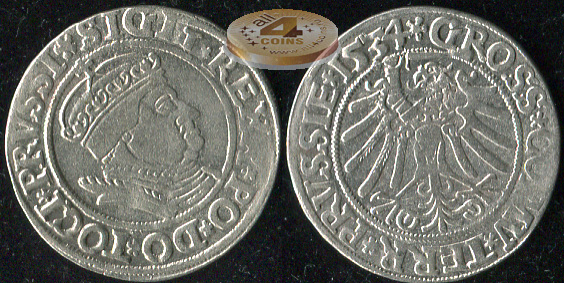 Речь Посполитая. Грошен. 1534 (VF. Серебро)