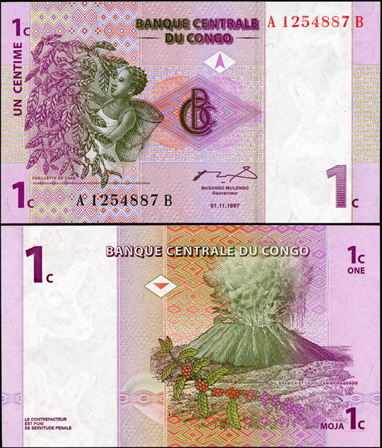 Конго. 1 центим (Unc) 1997