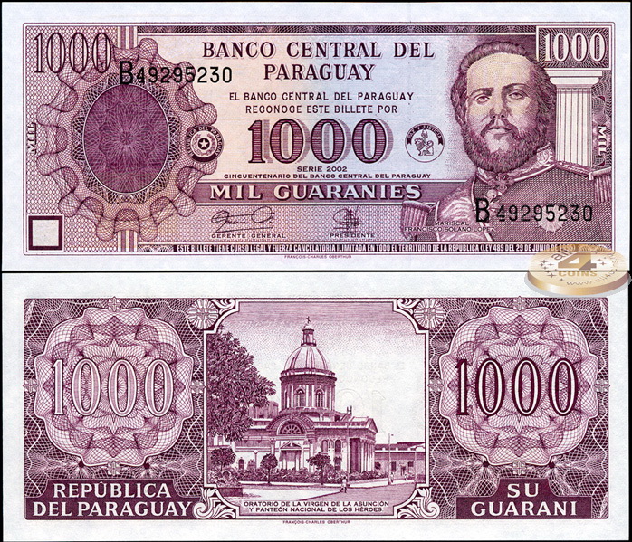 Парагвай. 1000 гуараней (Unc) 2002