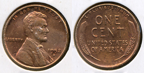 США. 1 цент. 1952.D