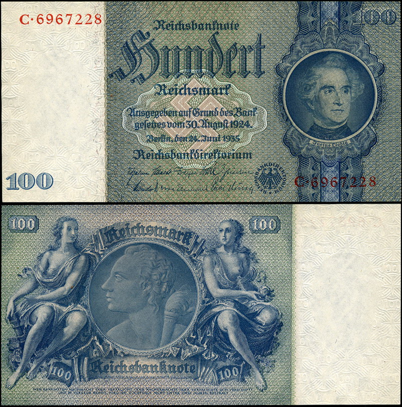 Германия (3 рейх). 100 рейхсмарок (Unc) 1935
