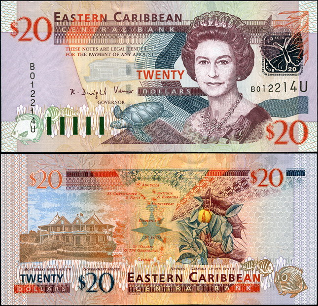 Восточные Карибы (Ангилья). 20 долларов (Unc) 2003