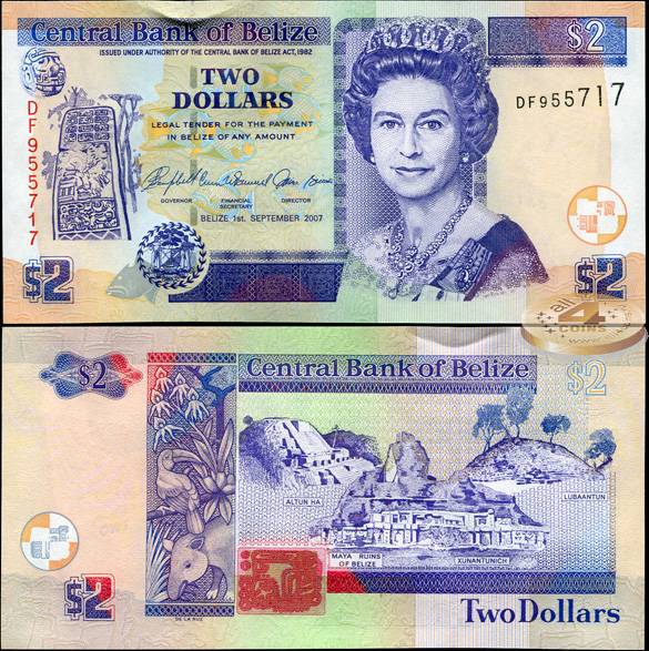 Белиз. 2 доллара (Unc) 2007
